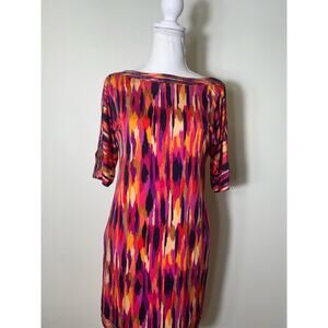 Trina Turk Multicolored Cold Shoulder Half Sleeve Knee Length Dress Sz 4